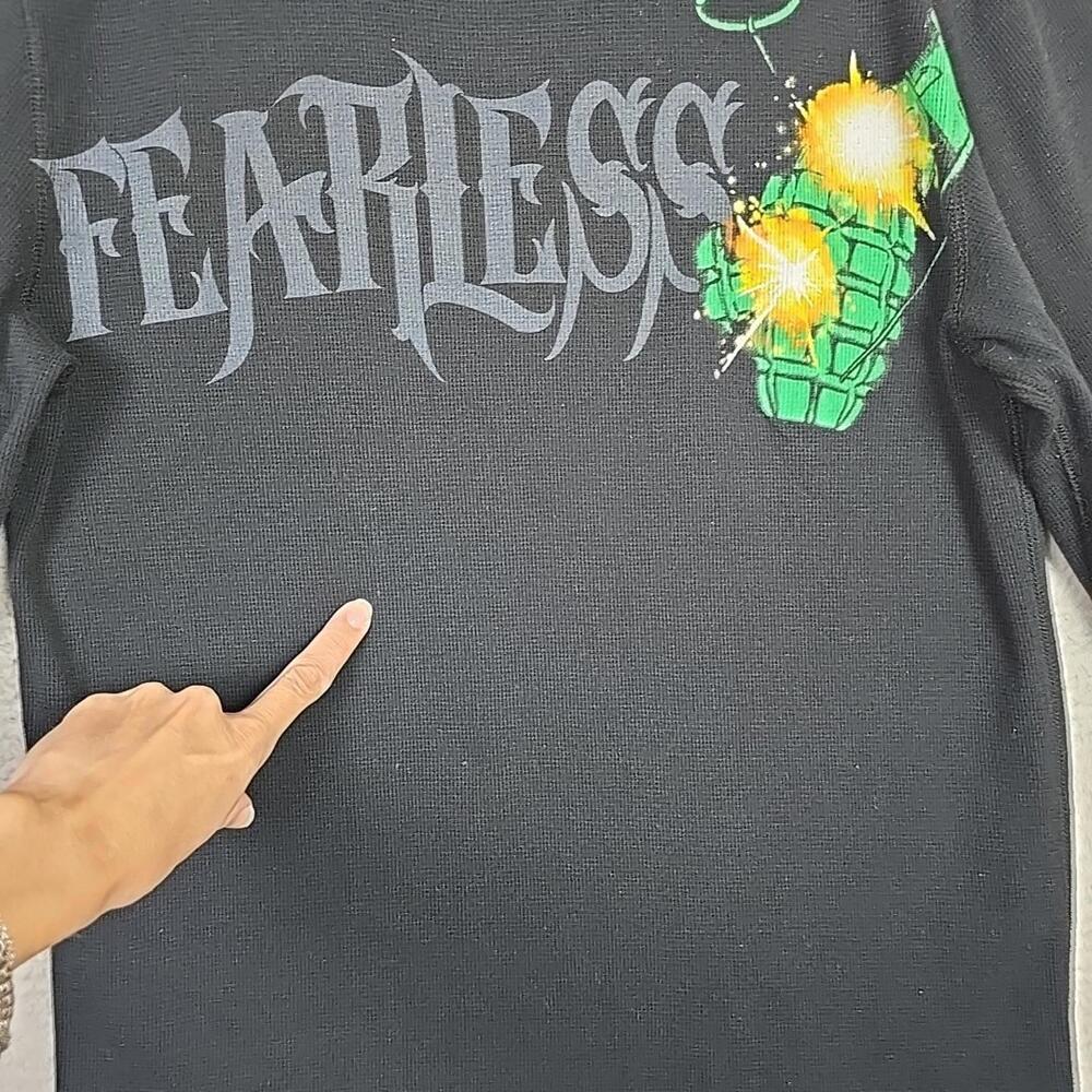 Fearless Man's Termal Long Sleeve Waffle Shirt Size L Black - Picture 8 of 9
